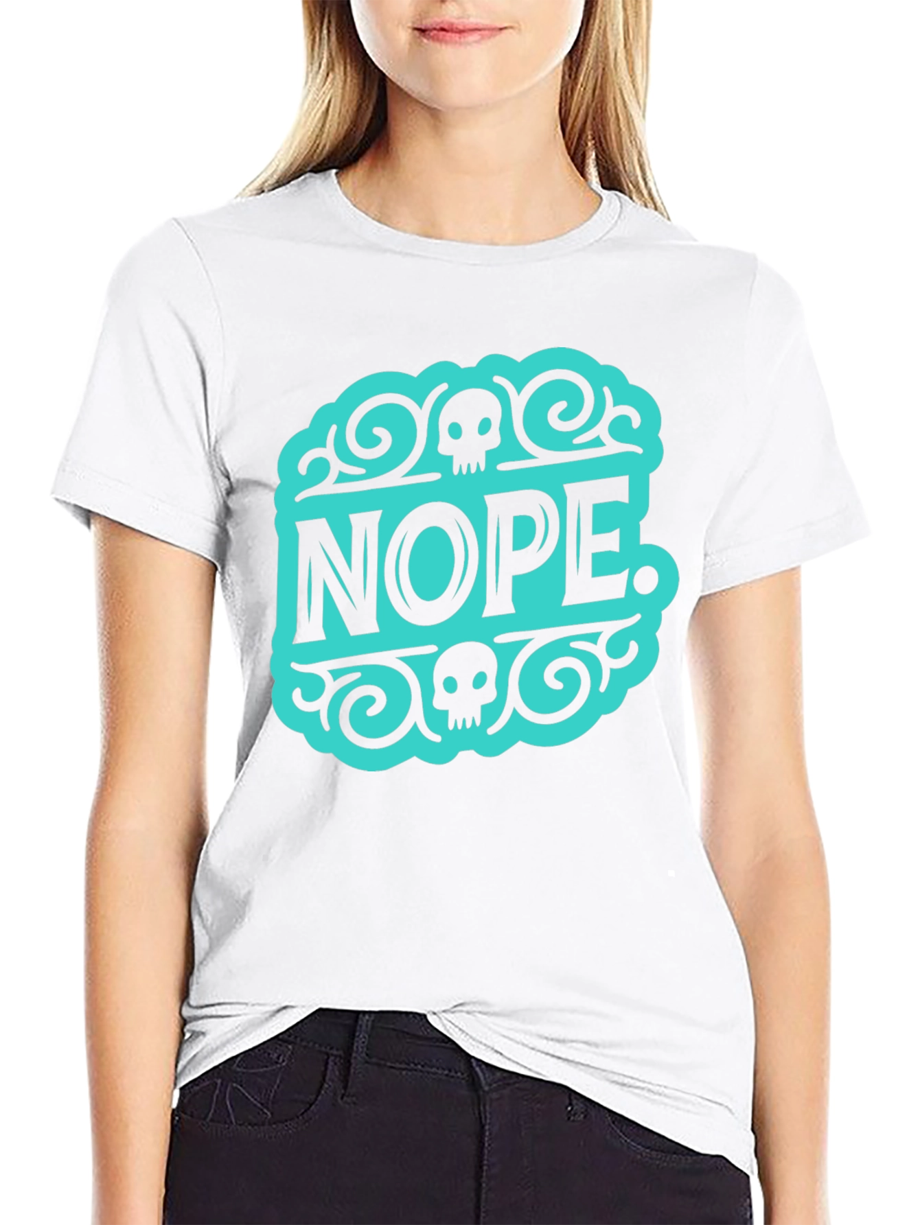 Nope Skull Graphic Tee - Black Cotton T-Shirt