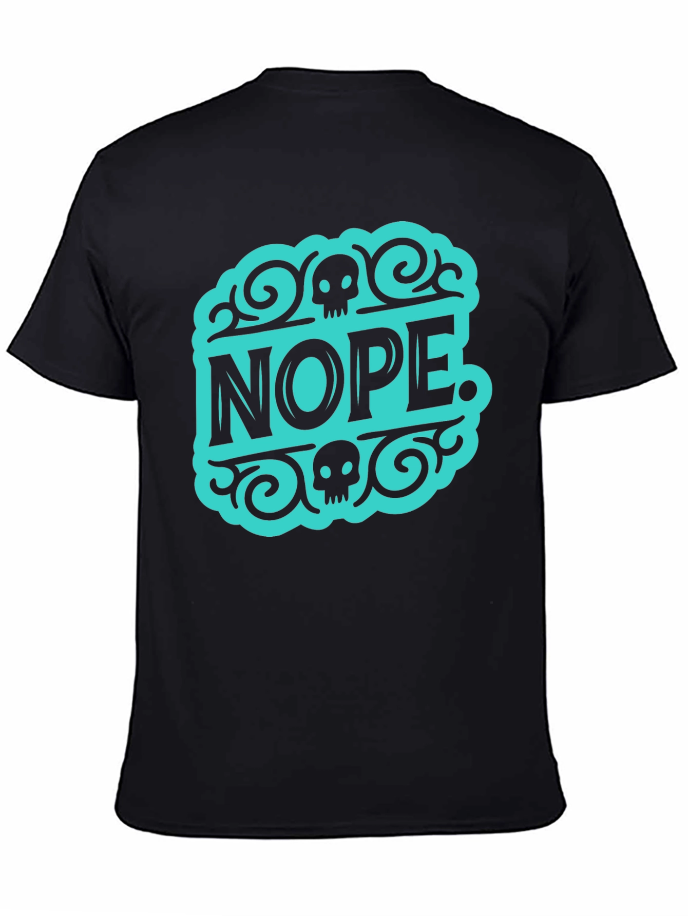 Nope Skull Graphic Tee - Black Cotton T-Shirt