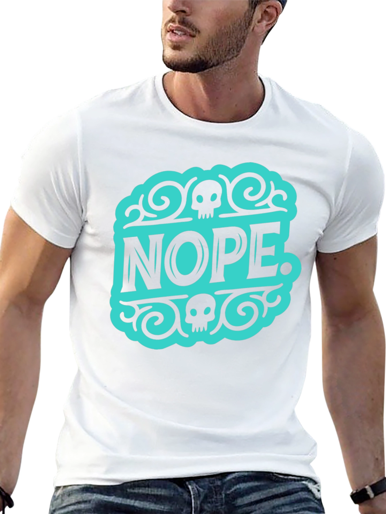 Nope Skull Graphic Tee - Black Cotton T-Shirt