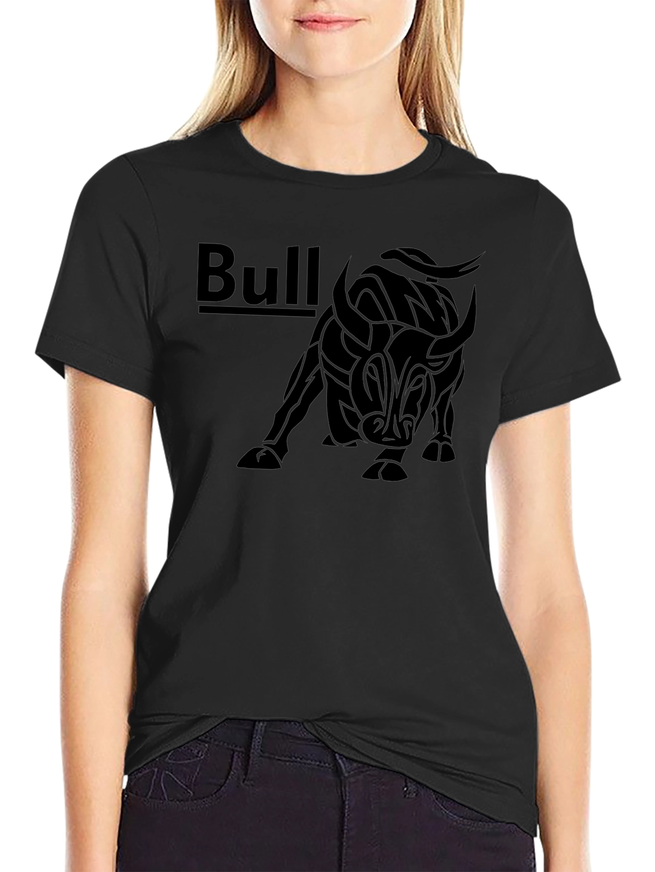Black Bull Graphic Print Mens T-Shirt