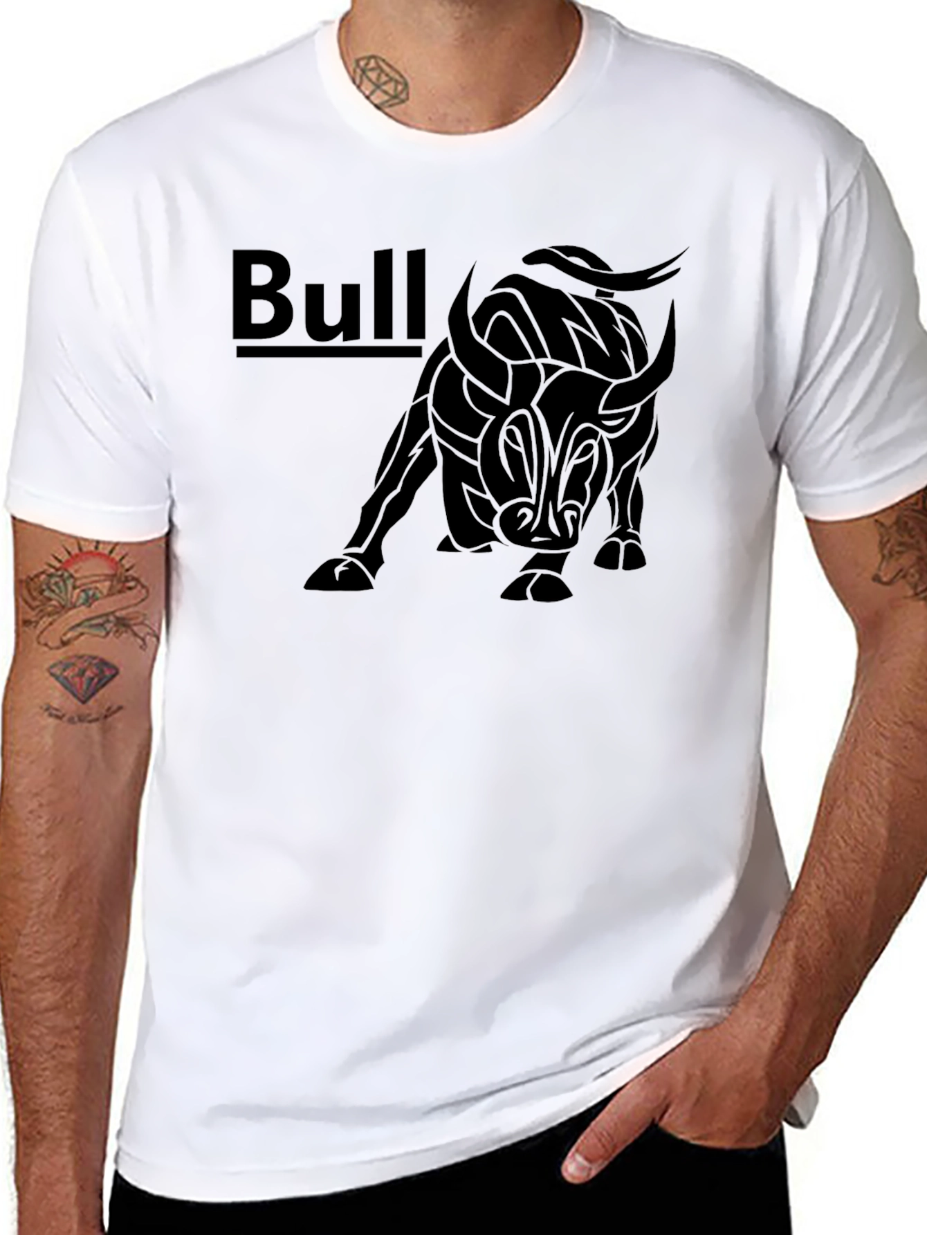 Black Bull Graphic Print Mens T-Shirt