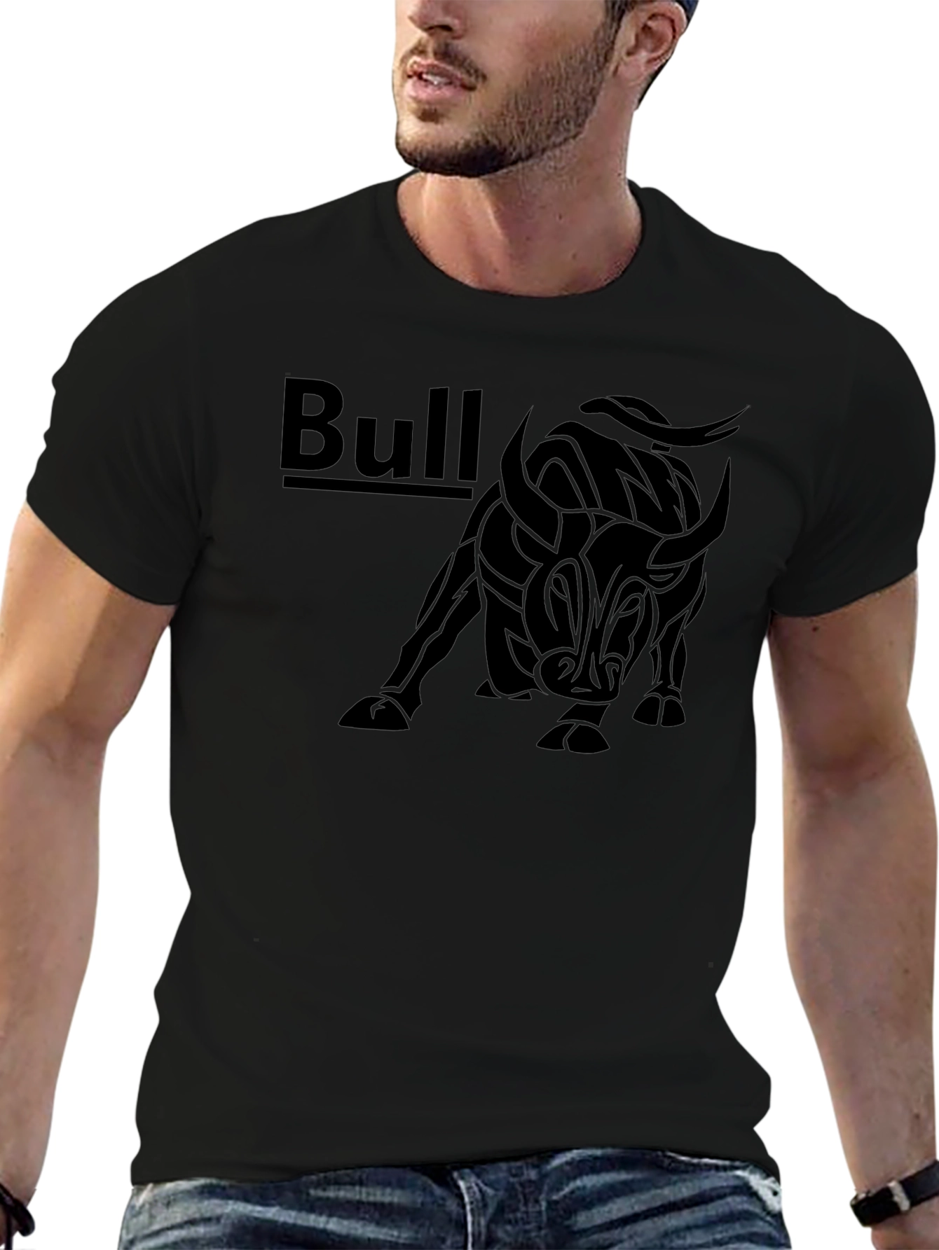 Black Bull Graphic Print Mens T-Shirt