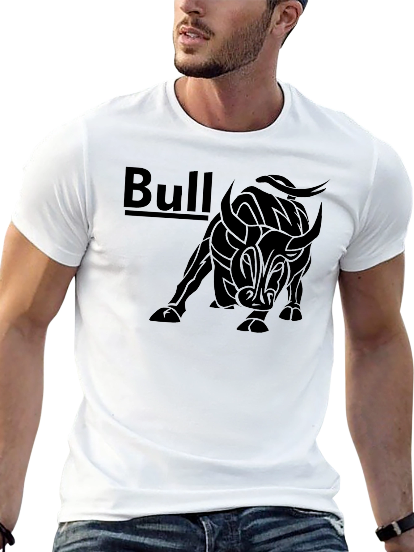 Black Bull Graphic Print Mens T-Shirt