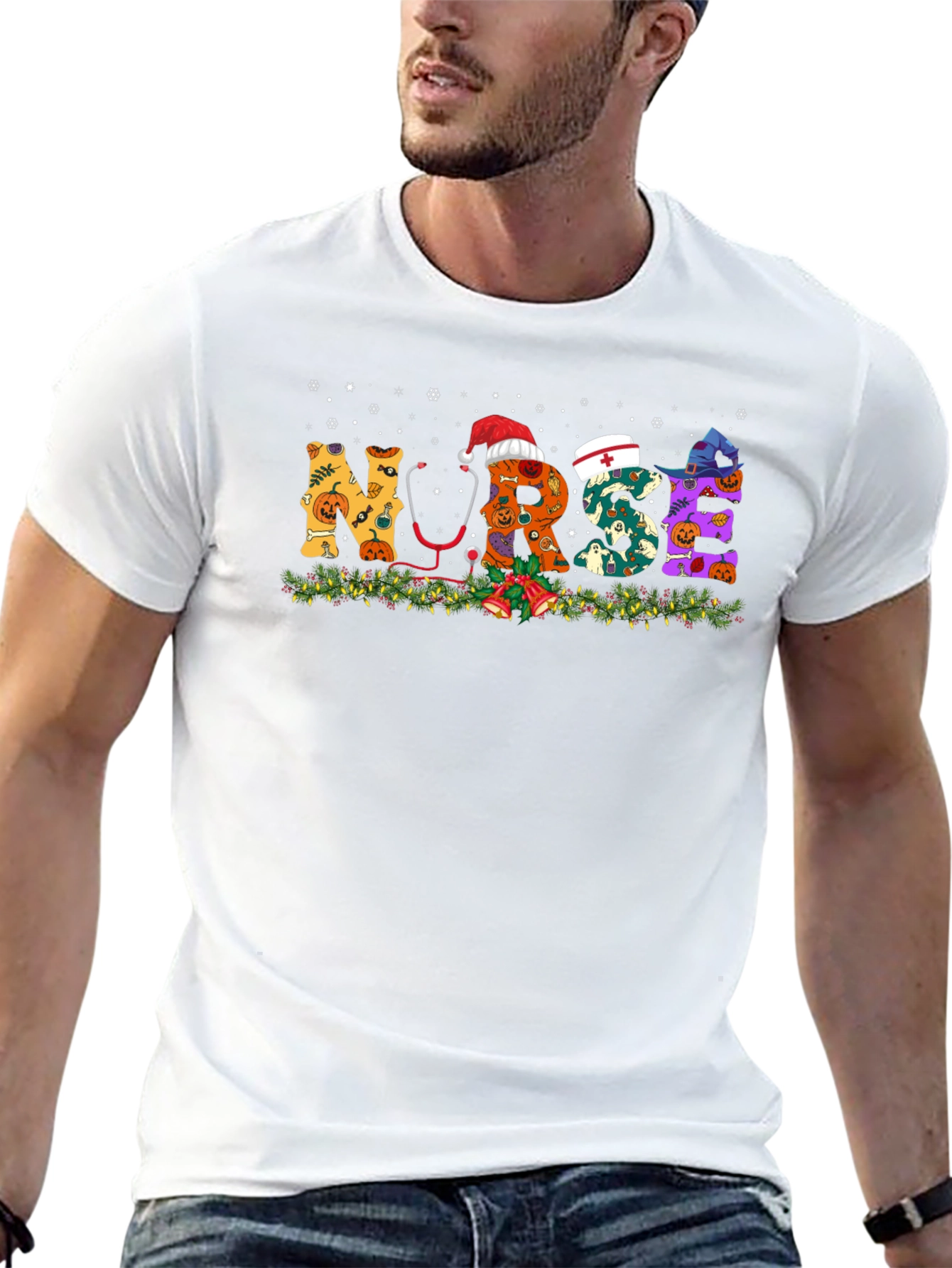 Nurse Halloween Christmas Graphic T-Shirt