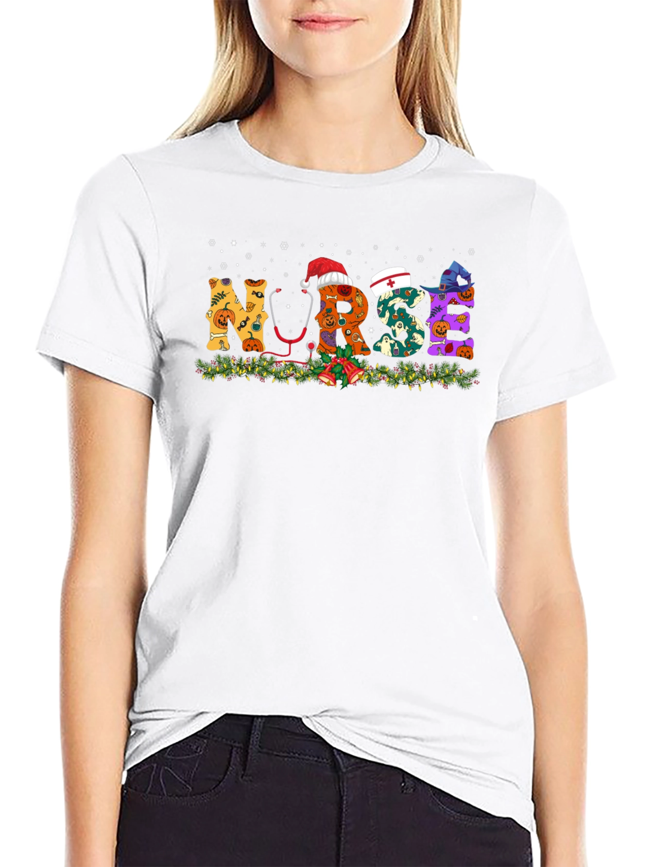 Nurse Halloween Christmas Graphic T-Shirt