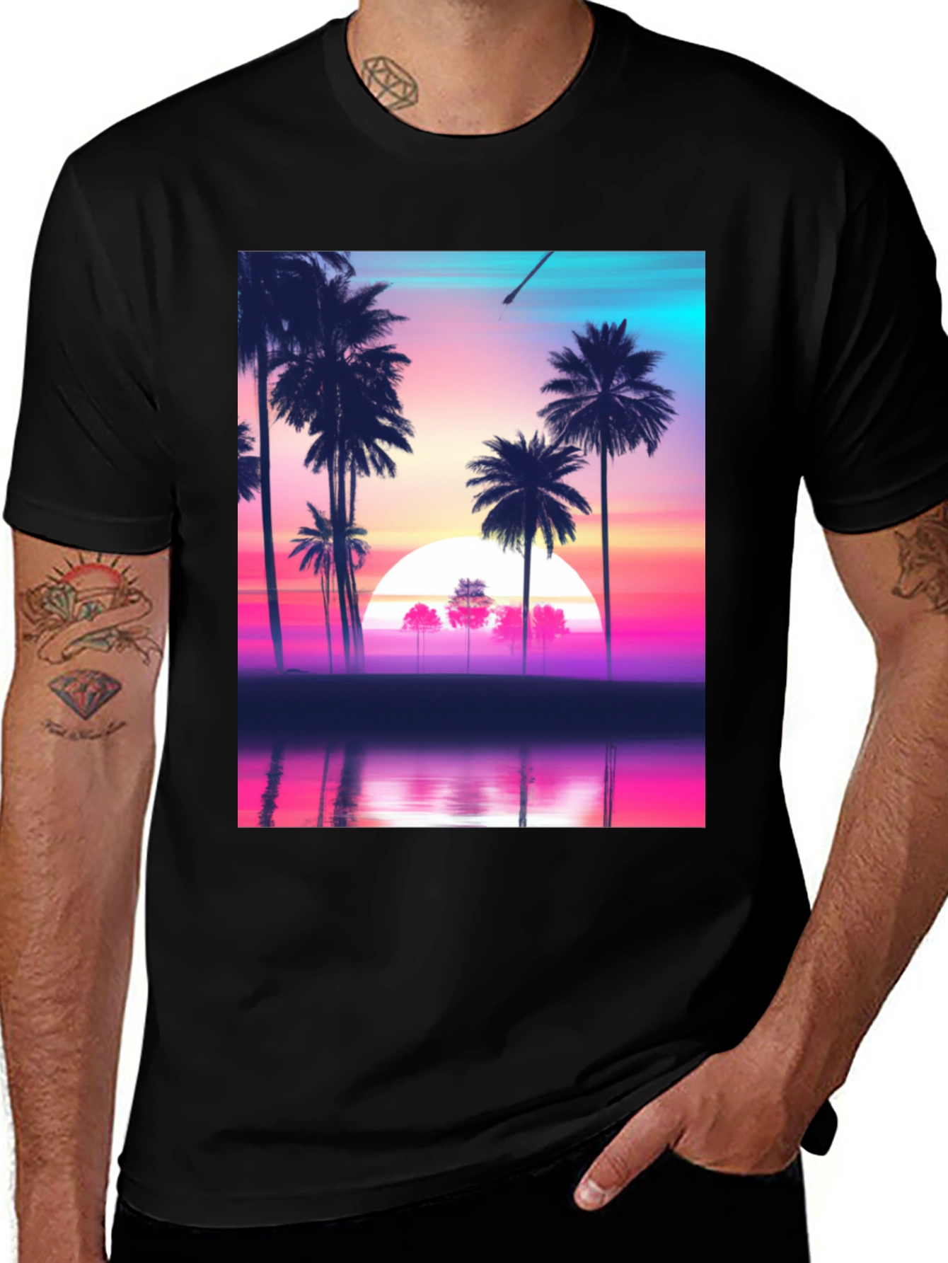 Retro Sunset Palm Tree T-Shirt