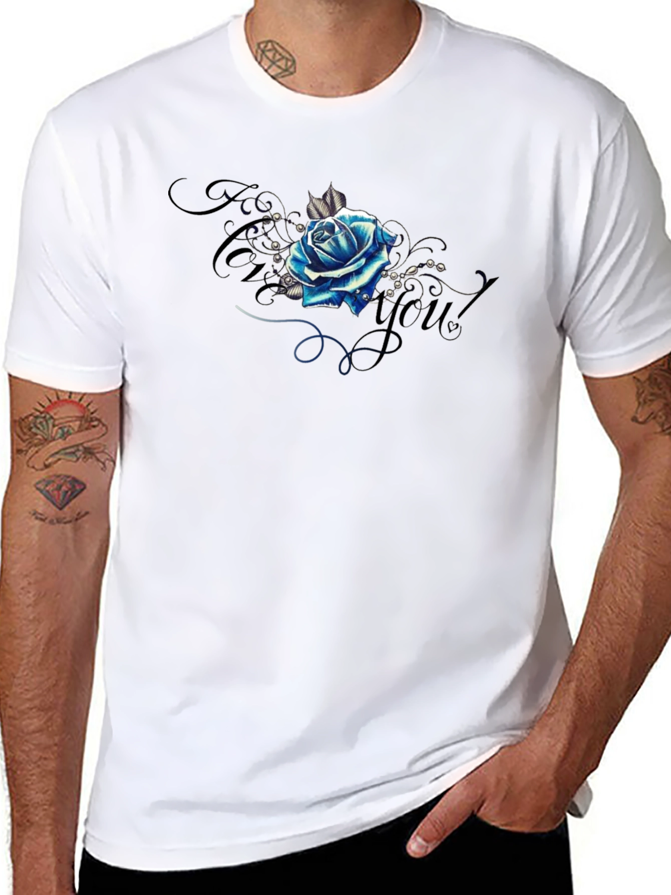Blue Rose Graphic Tee - Stylish Mens T-Shirt