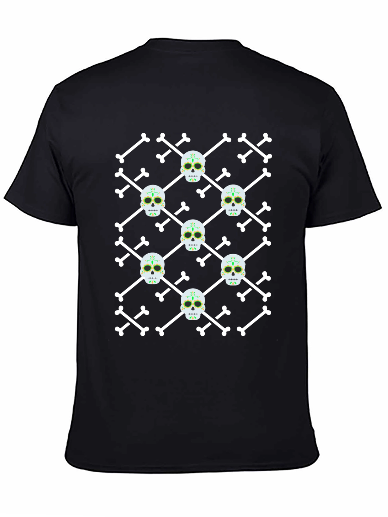 Skull and Crossbones Pattern Black T-Shirt