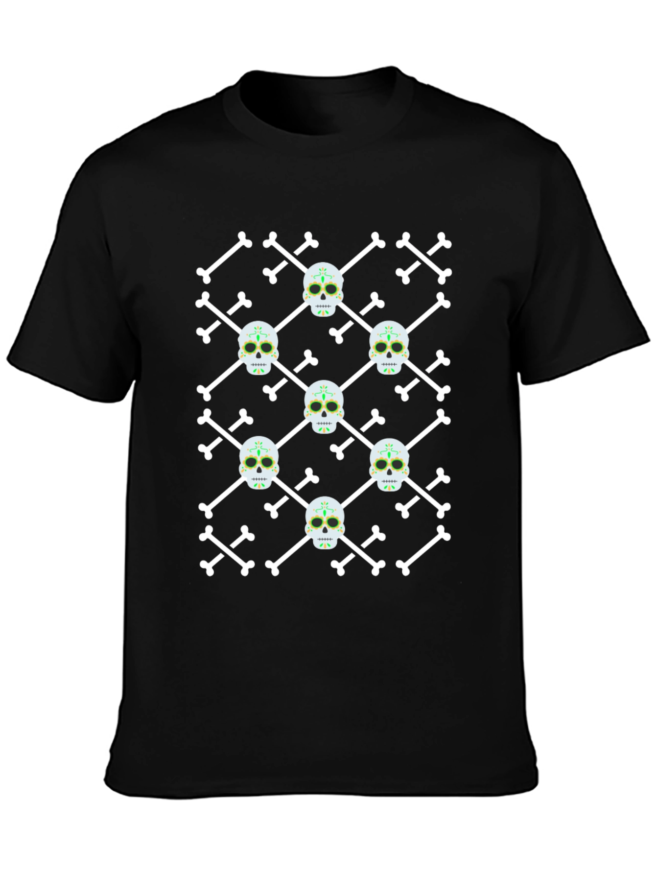 Skull and Crossbones Pattern Black T-Shirt