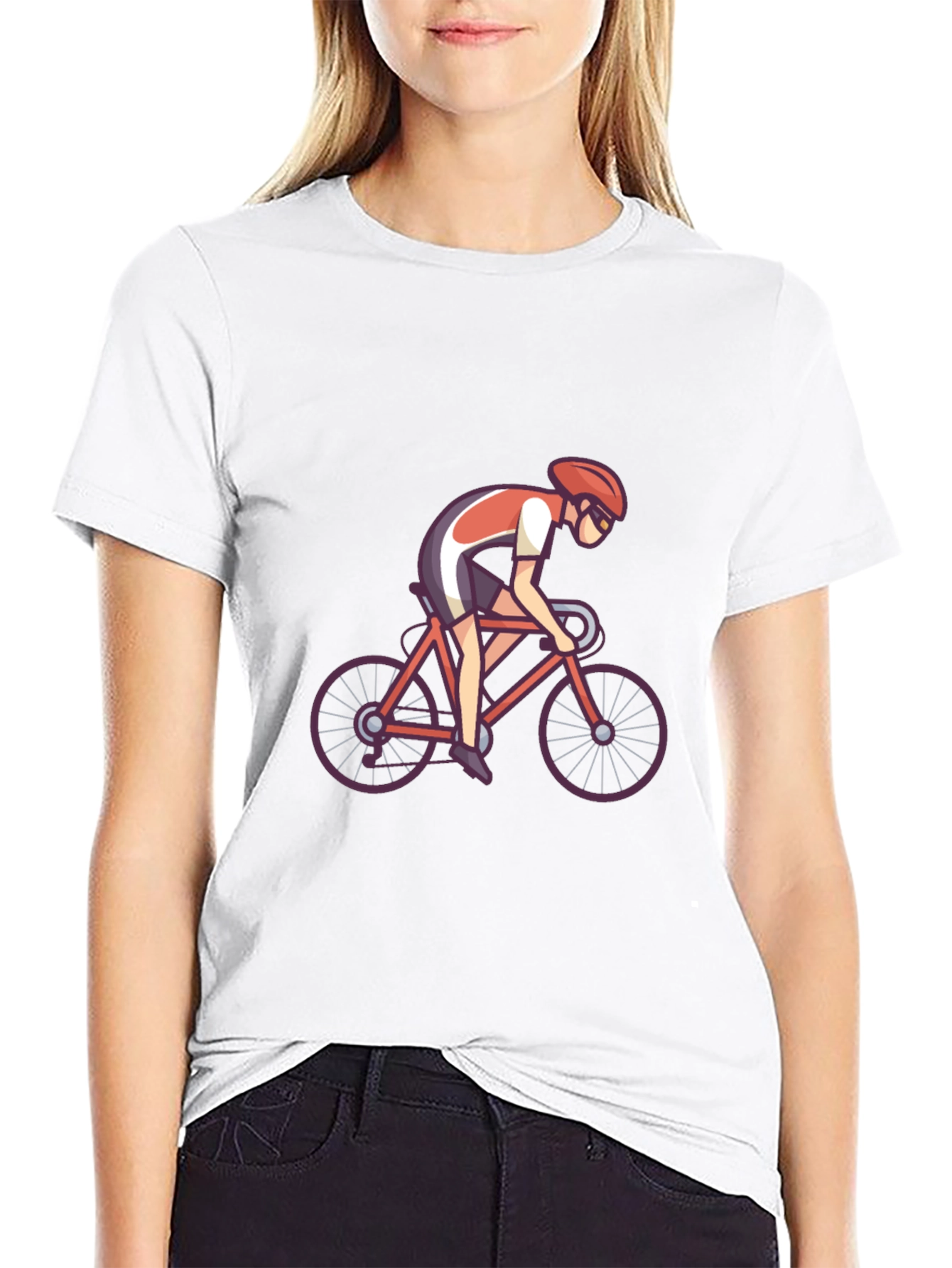 Black T-shirt with Cyclist Graphic