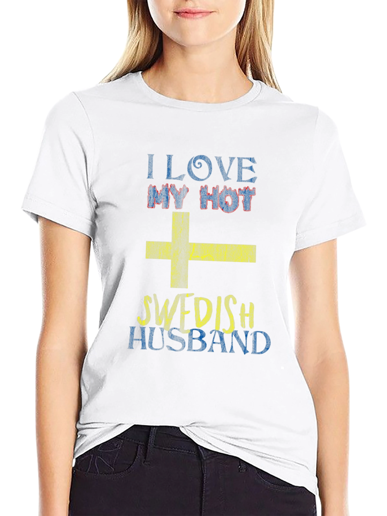 I Love My Hot Swedish Husband Black T-Shirt