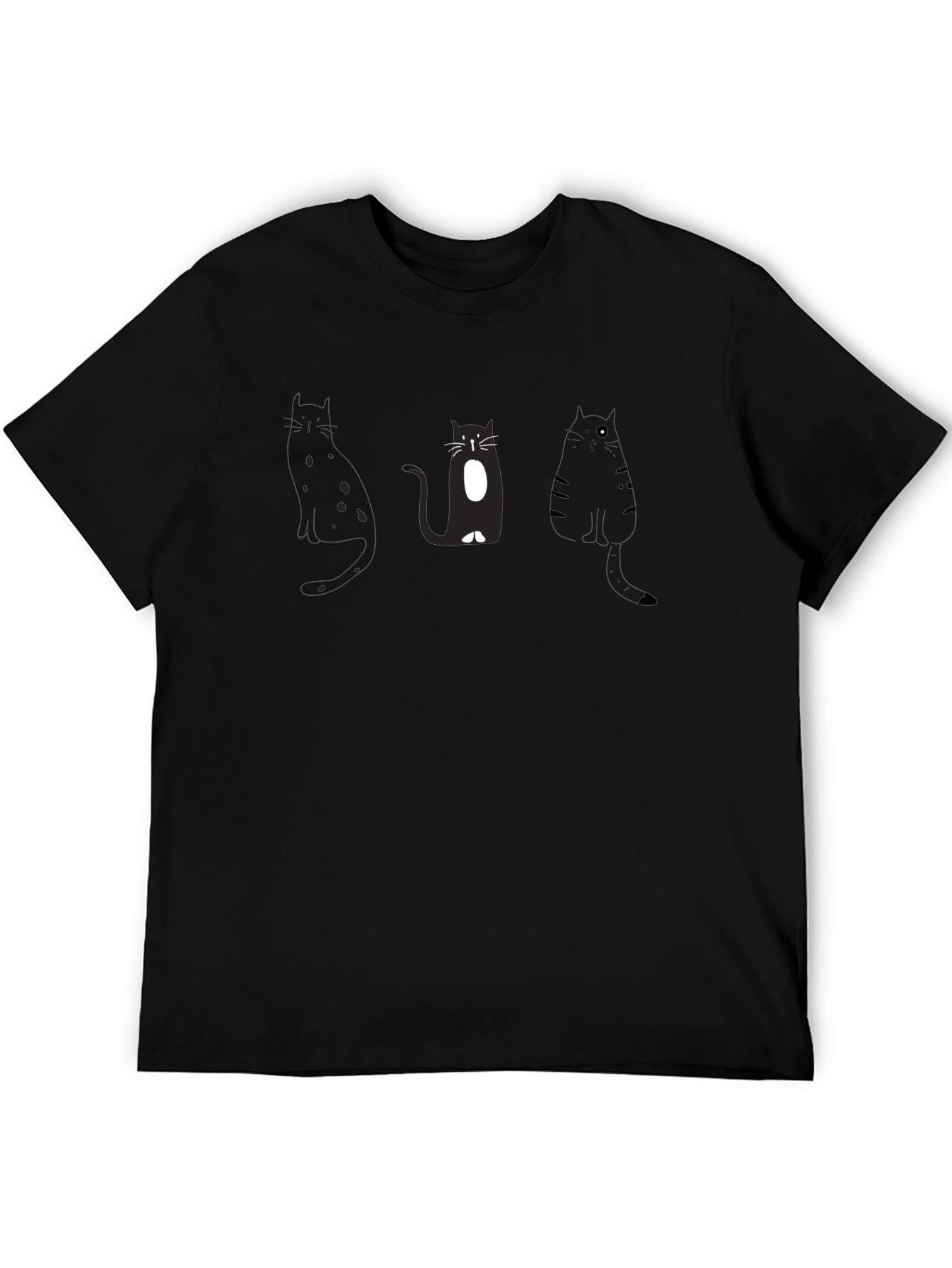 Black Cat Graphic T-Shirt - Casual Wear