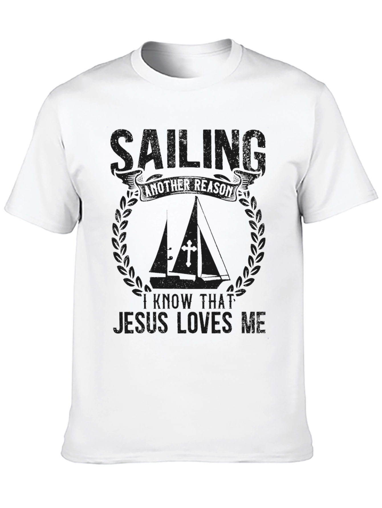 Sailing Jesus Loves Me Black T-Shirt