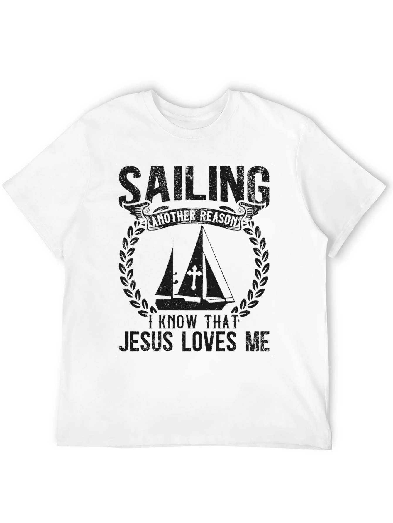 Sailing Jesus Loves Me Black T-Shirt