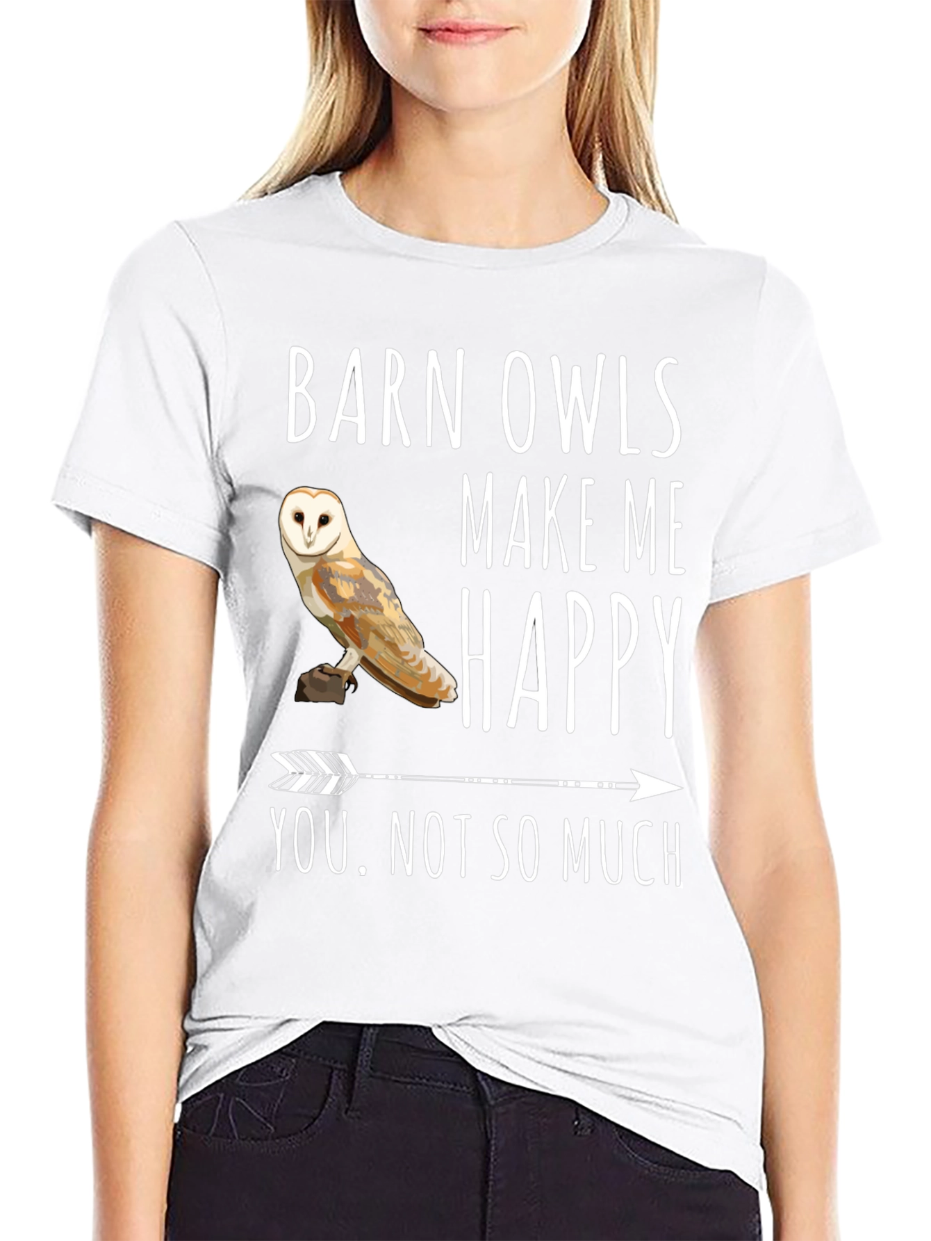 Barn Owl T-Shirt - Owls Make Me Happy Tee