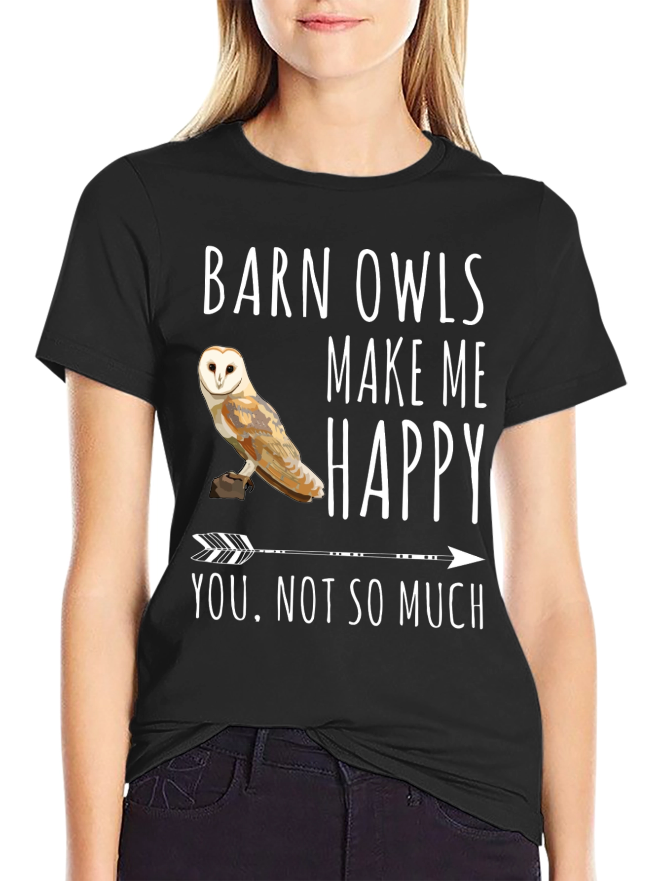 Barn Owl T-Shirt - Owls Make Me Happy Tee