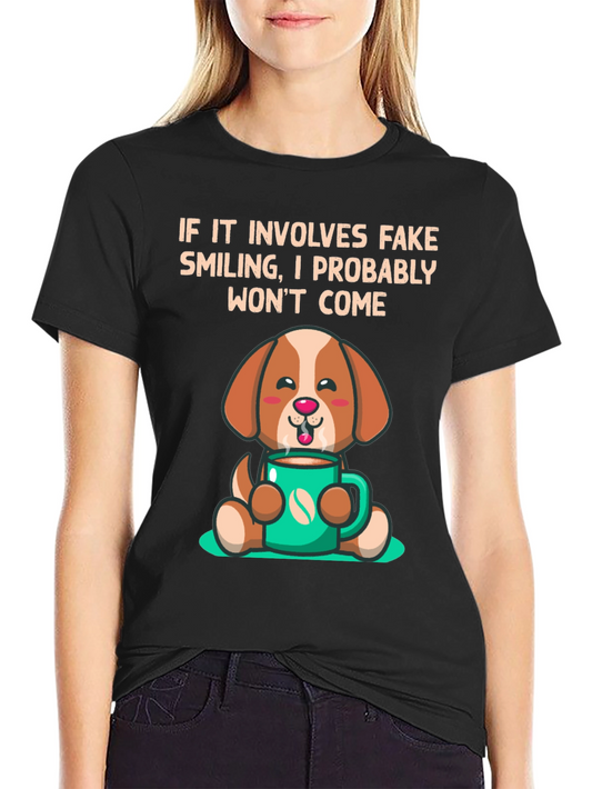 Cute Dog with Coffee T-Shirt - Funny Slogan