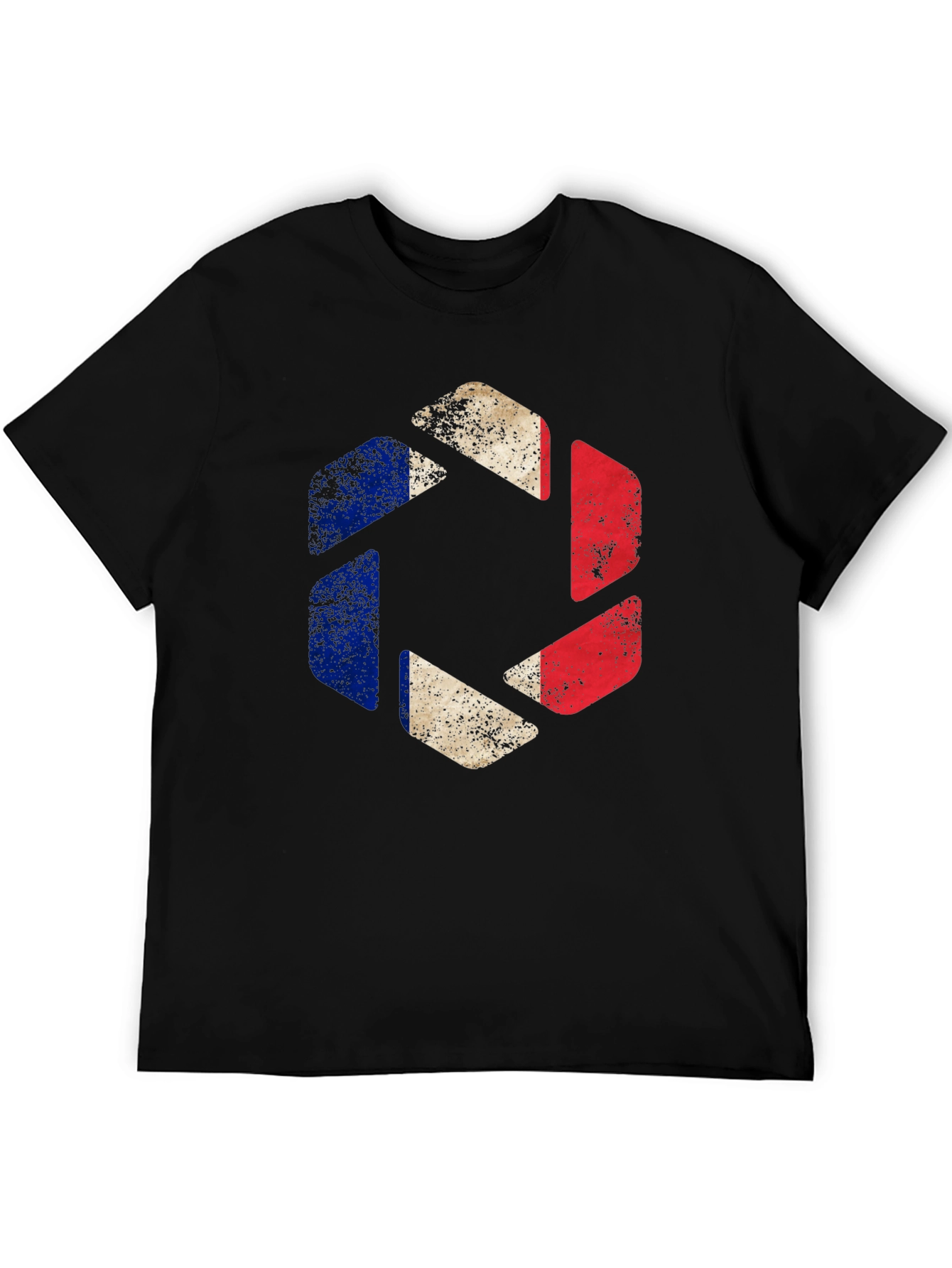 France Flag Shutter T-Shirt - Mens Black Graphic Tee