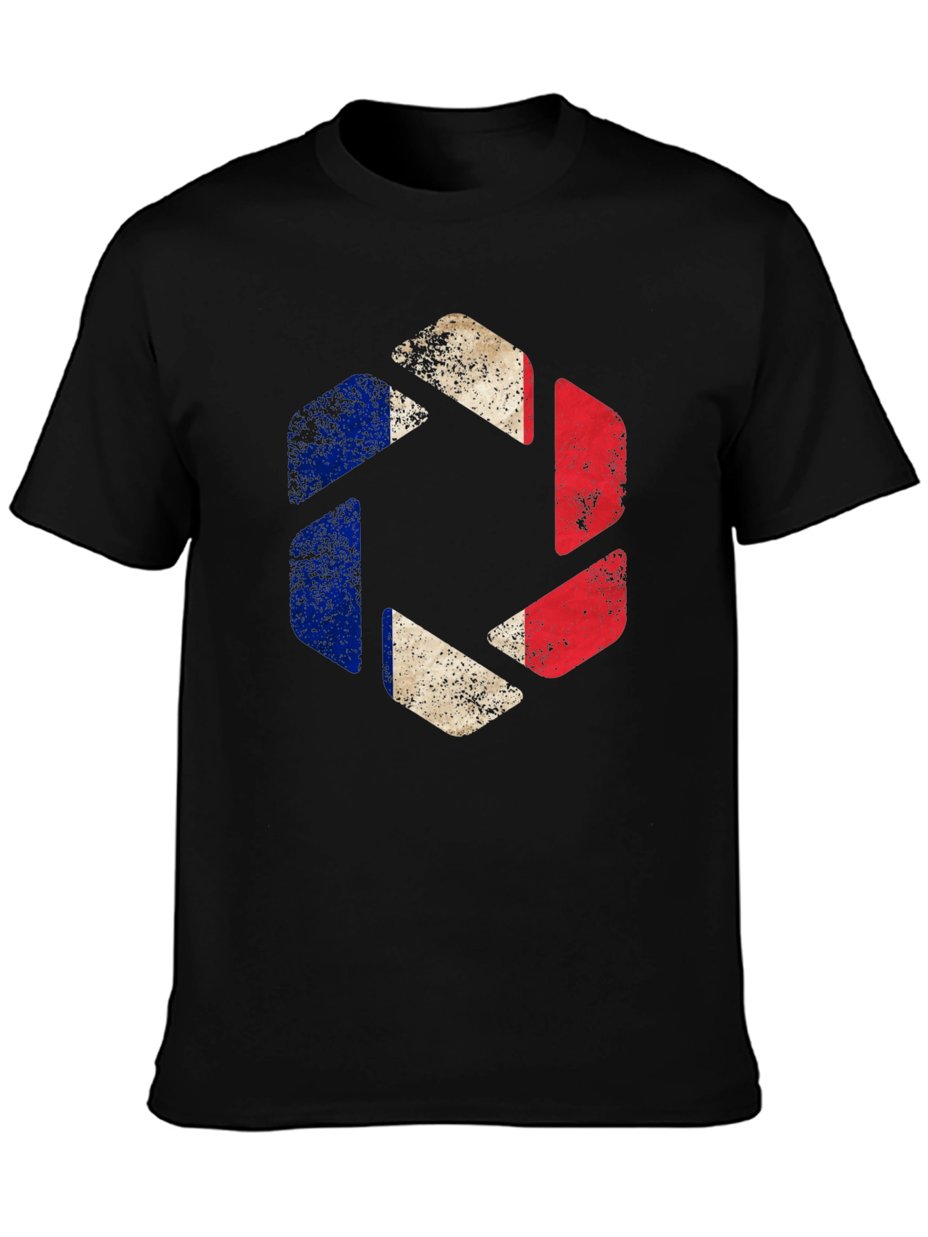 France Flag Shutter T-Shirt - Mens Black Graphic Tee