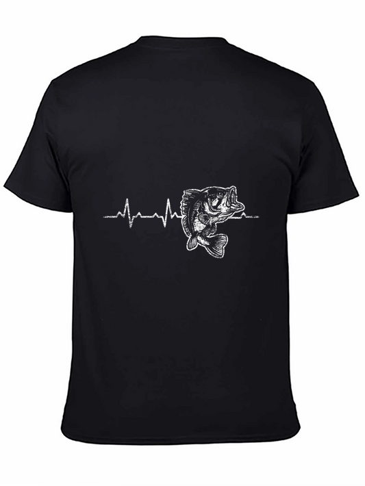 Fishing Heartbeat T-Shirt - Bass Graphic Tee