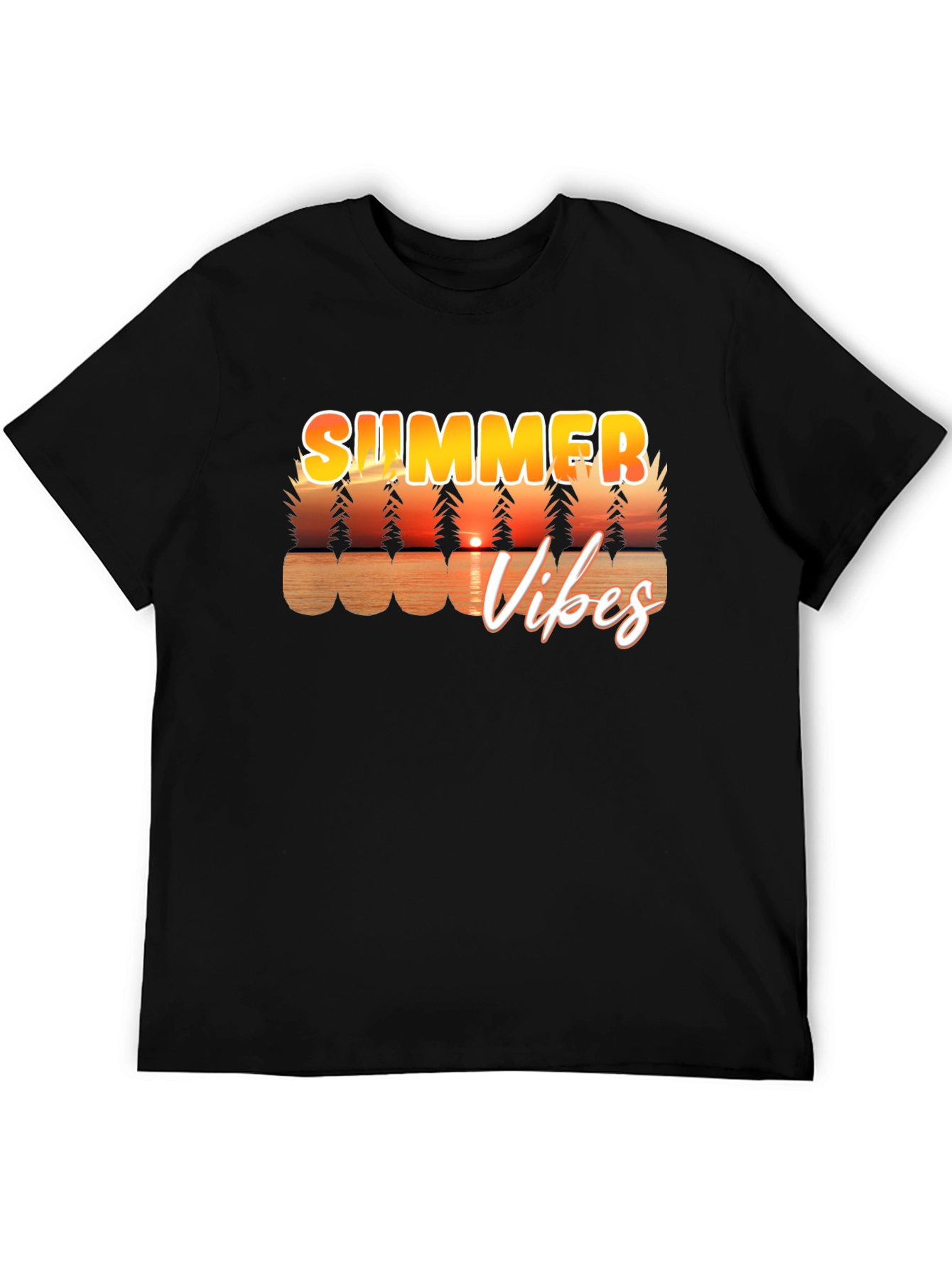 Summer Vibes Graphic Tee - Black Casual T-Shirt