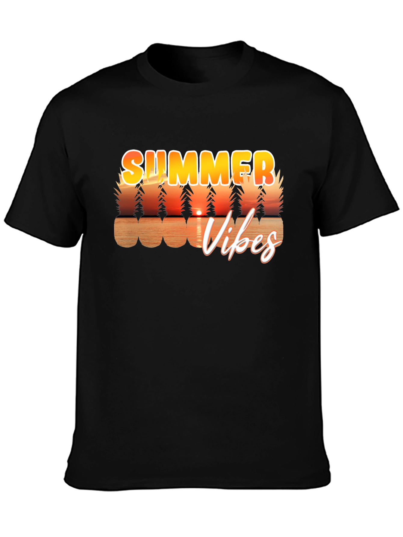Summer Vibes Graphic Tee - Black Casual T-Shirt