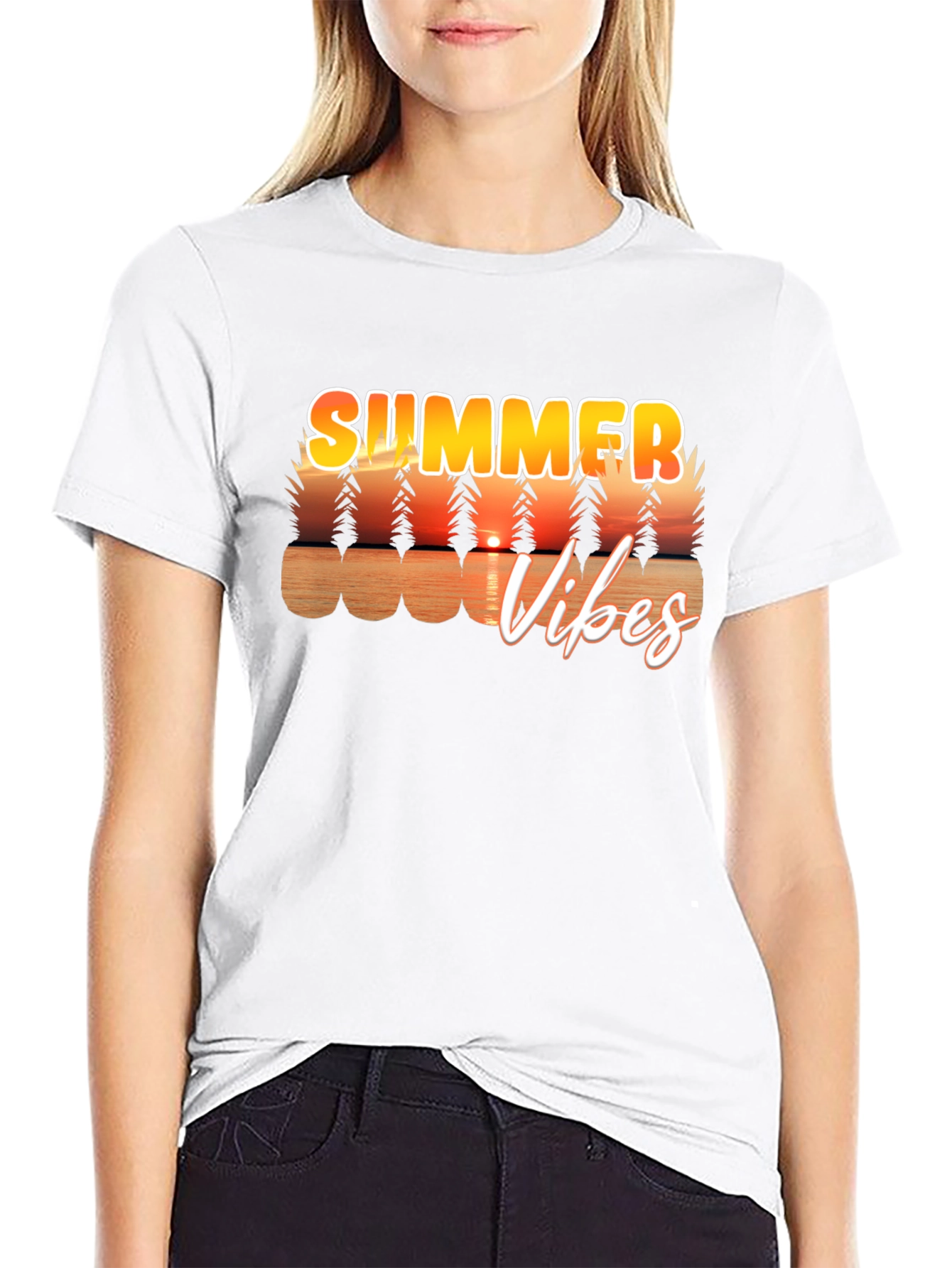 Summer Vibes Graphic Tee - Black Casual T-Shirt