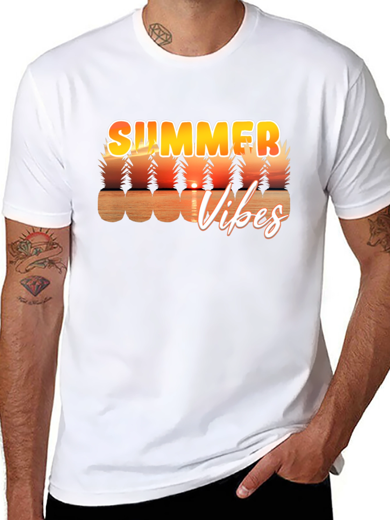Summer Vibes Graphic Tee - Black Casual T-Shirt