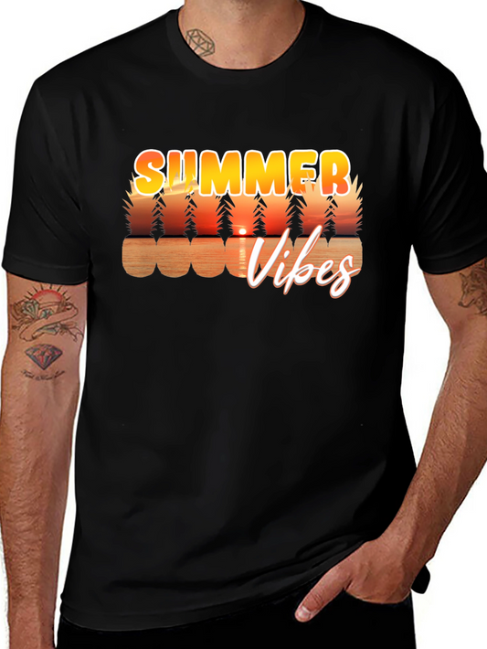 Summer Vibes Graphic Tee - Black Casual T-Shirt