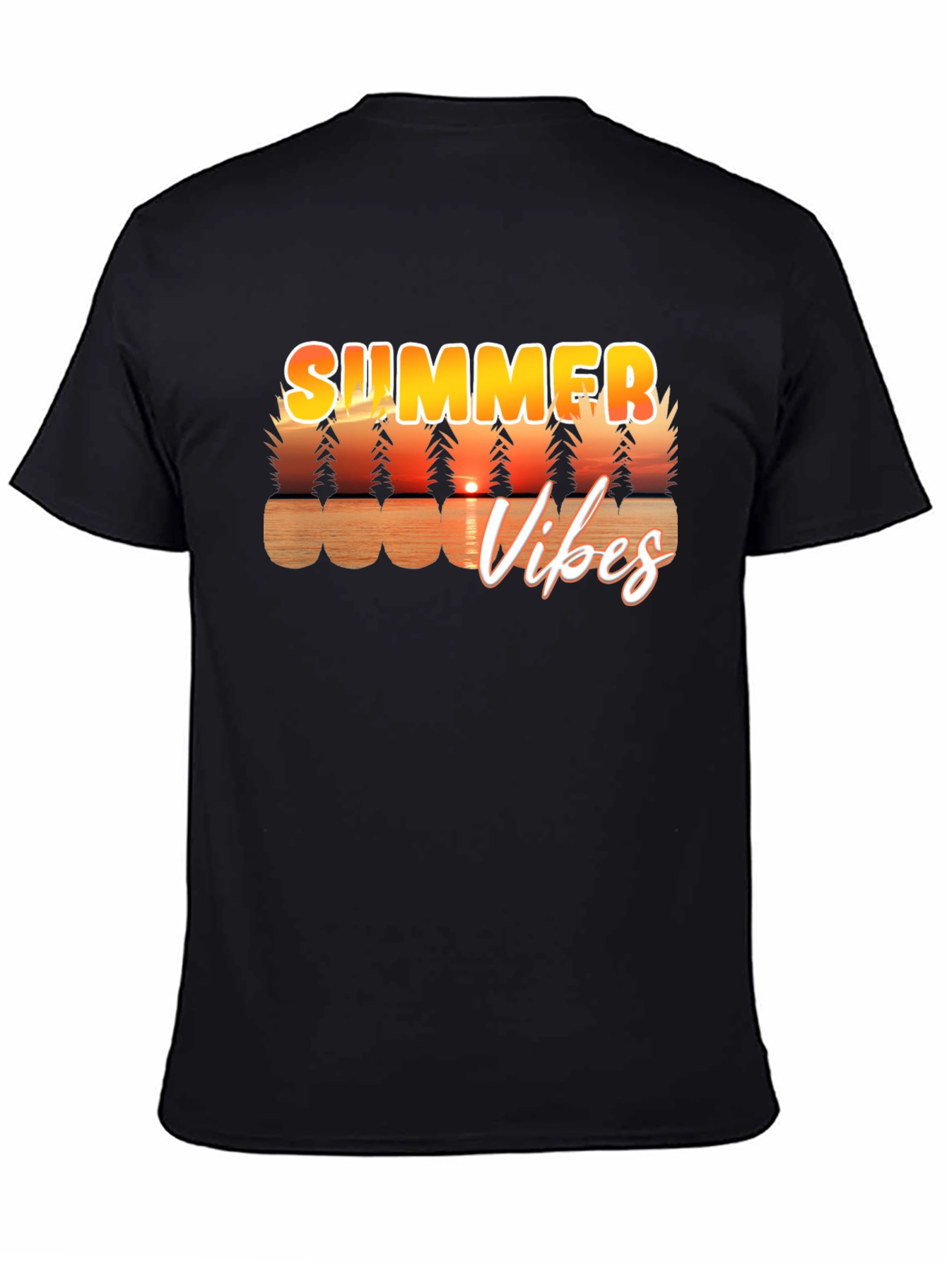 Summer Vibes Graphic Tee - Black Casual T-Shirt