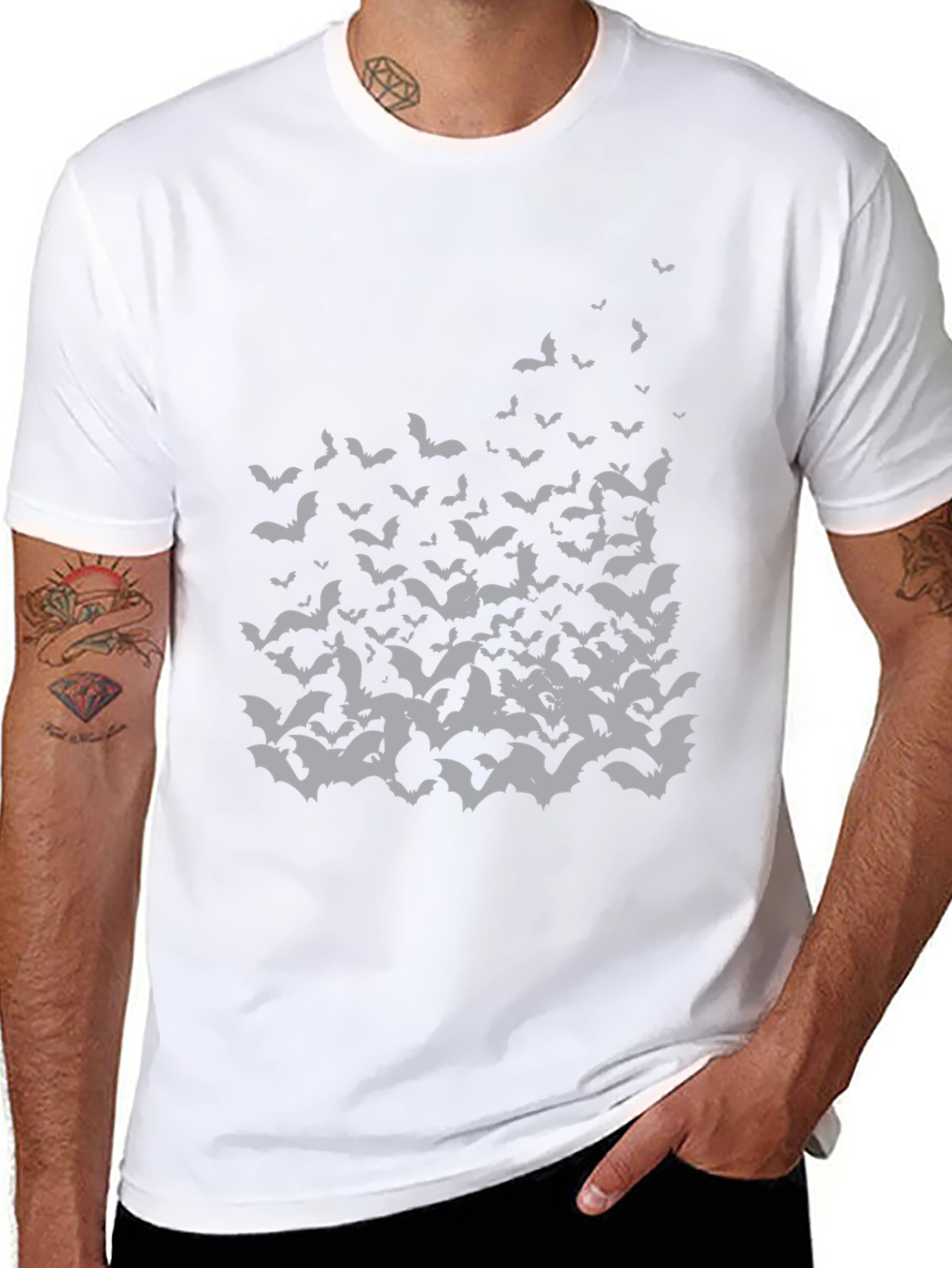 Bat Swarm Graphic Tee - Halloween Ready