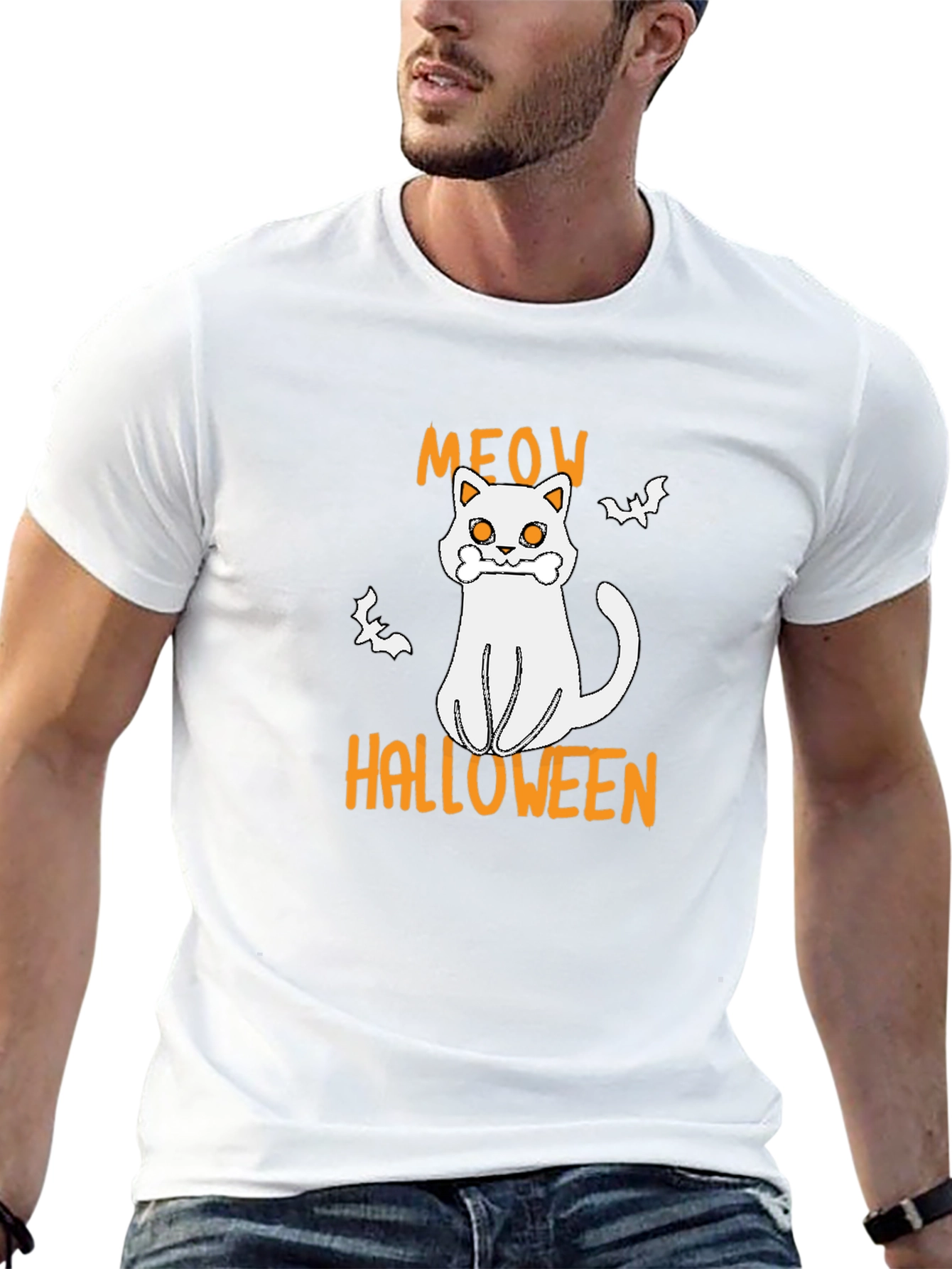 Meow Halloween Black T-Shirt