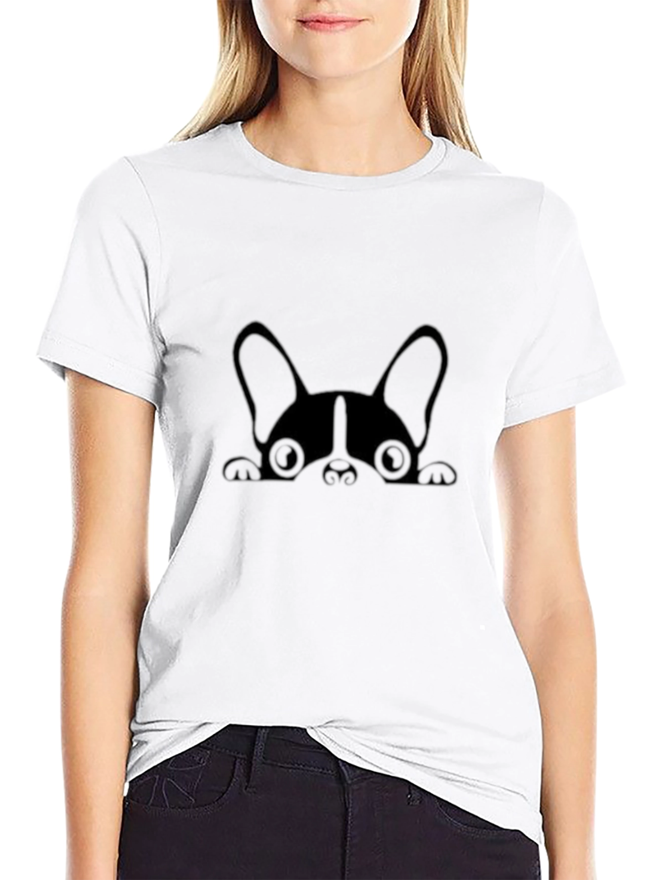 Cute Peek-A-Boo Dog Graphic Tee