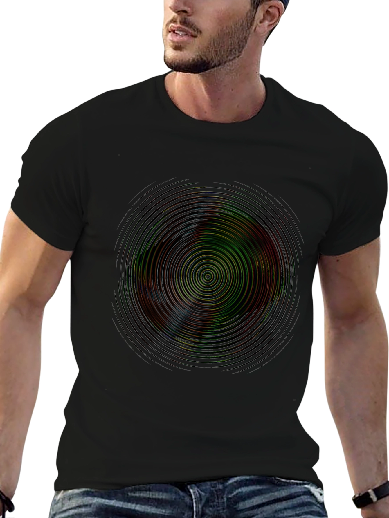Vibrant Circle Graphic Tee - Mens Black T-Shirt