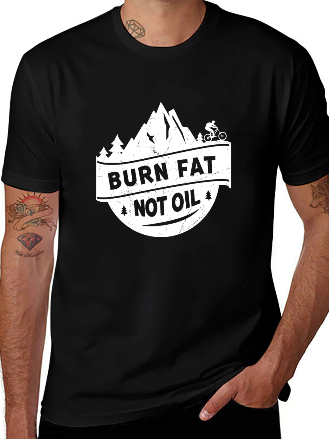 Burn Fat Not Oil Mountain Biker T-Shirt
