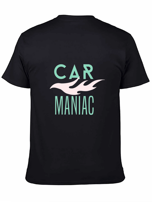 Car Maniac Graphic Tee - Black Cotton Blend Retro Design