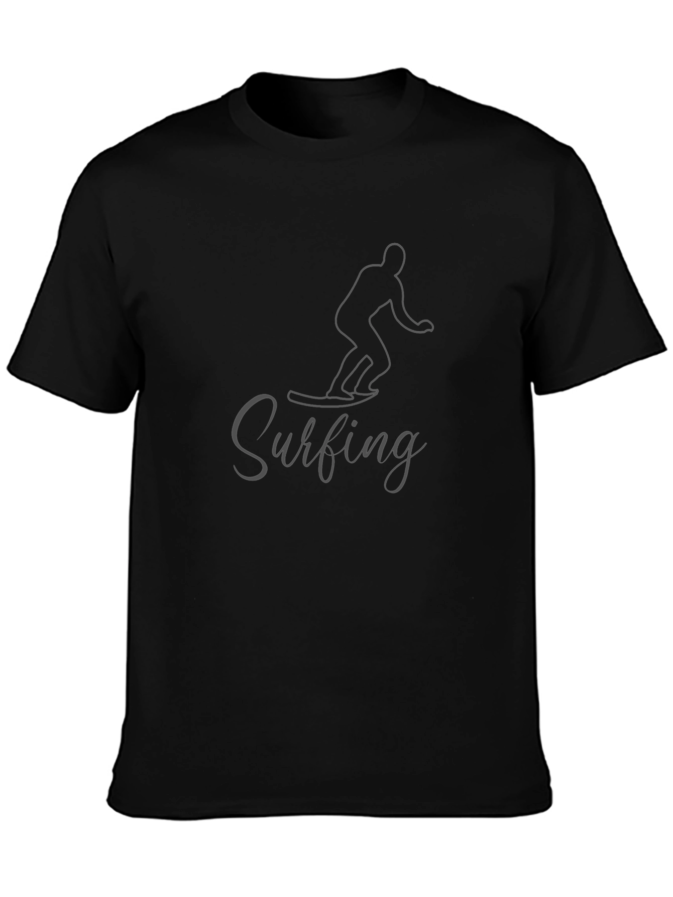 Surfing Graphic Tee - Black Short Sleeve T-Shirt