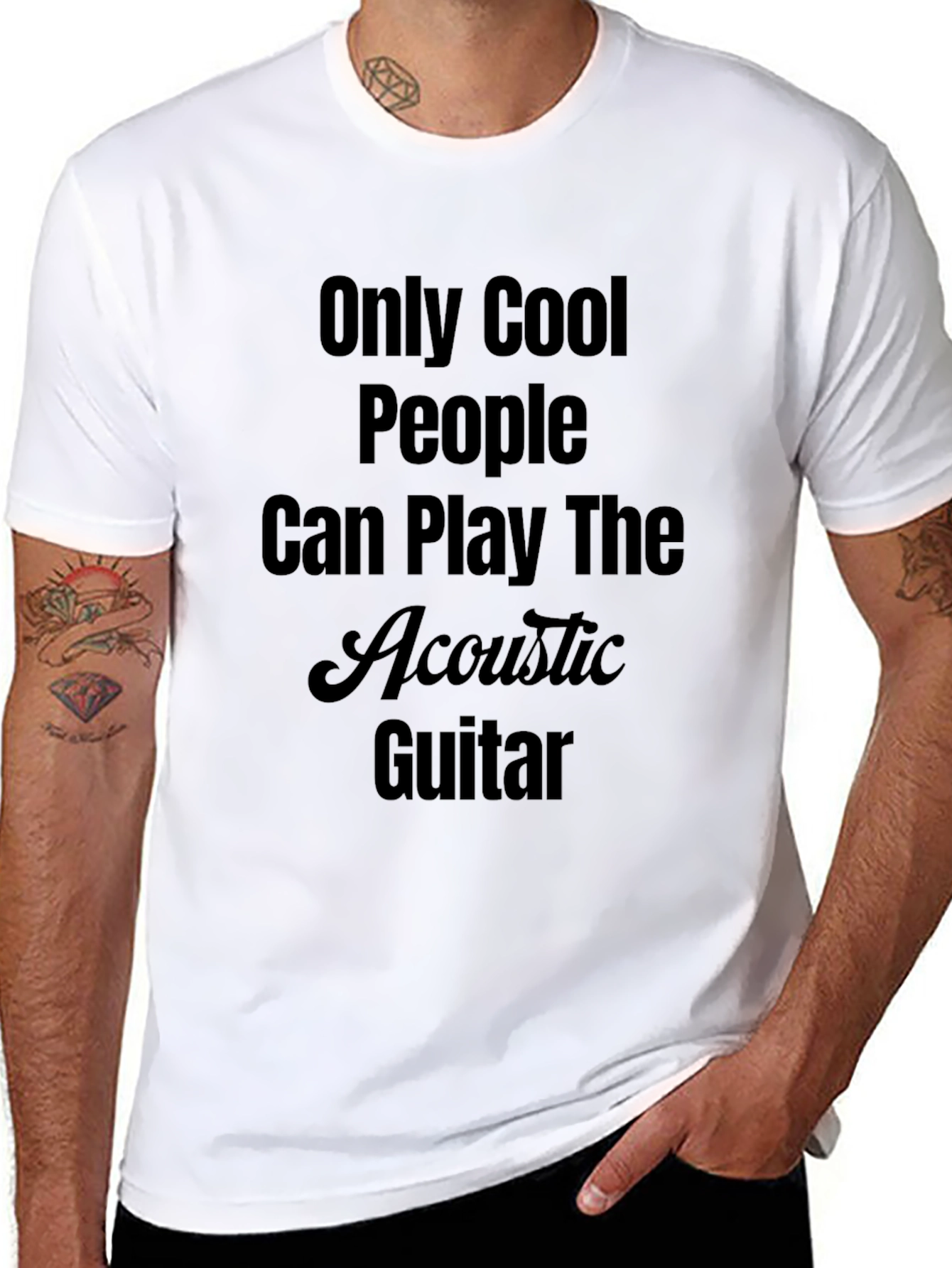 Cool People Play Acoustic Guitar Black T-Shirt