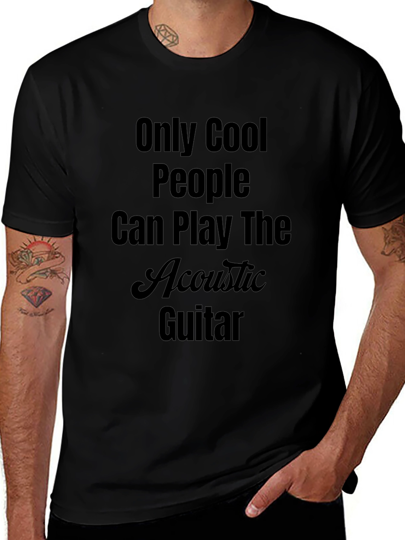 Cool People Play Acoustic Guitar Black T-Shirt