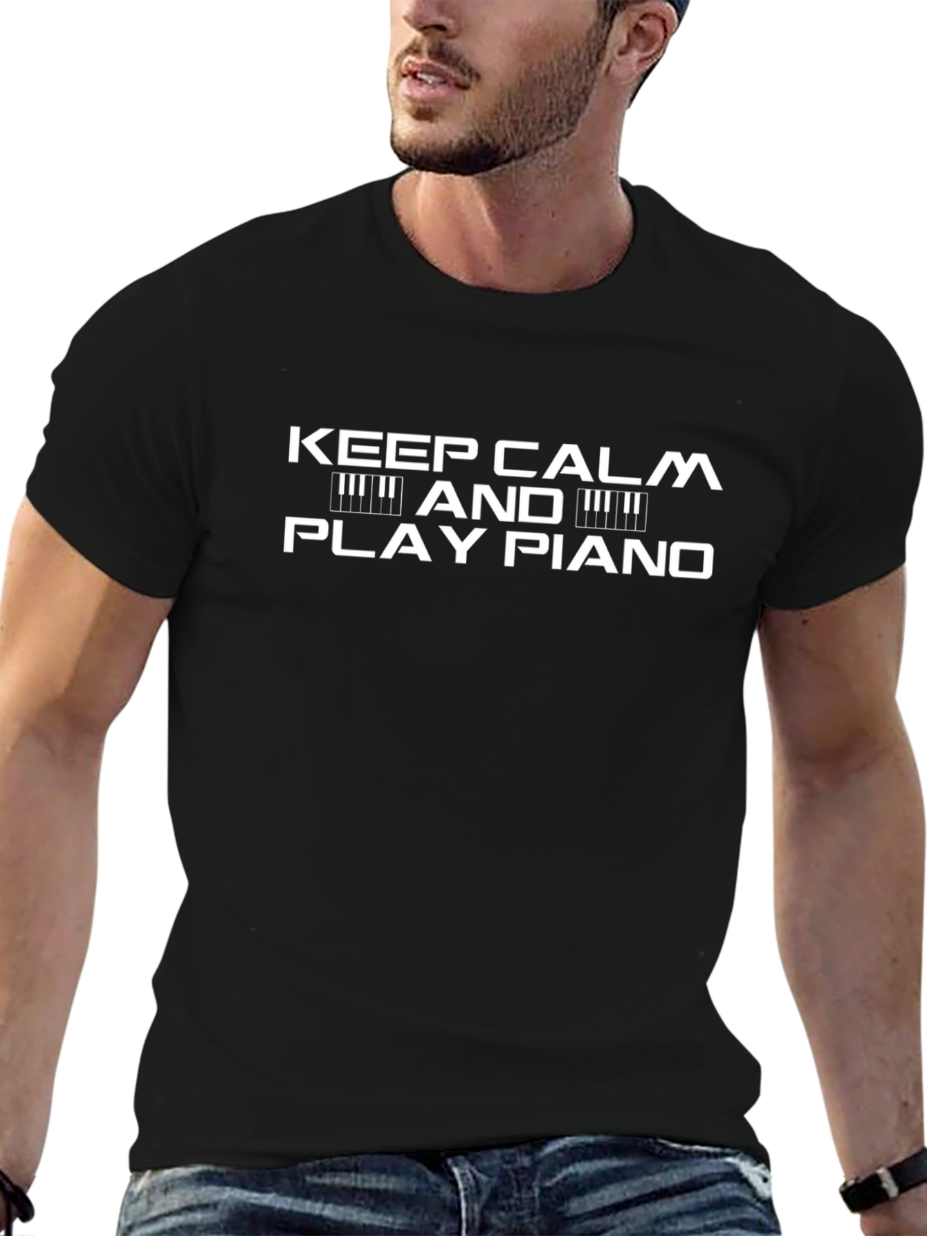 Keep Calm & Play Piano Graphic T-Shirt