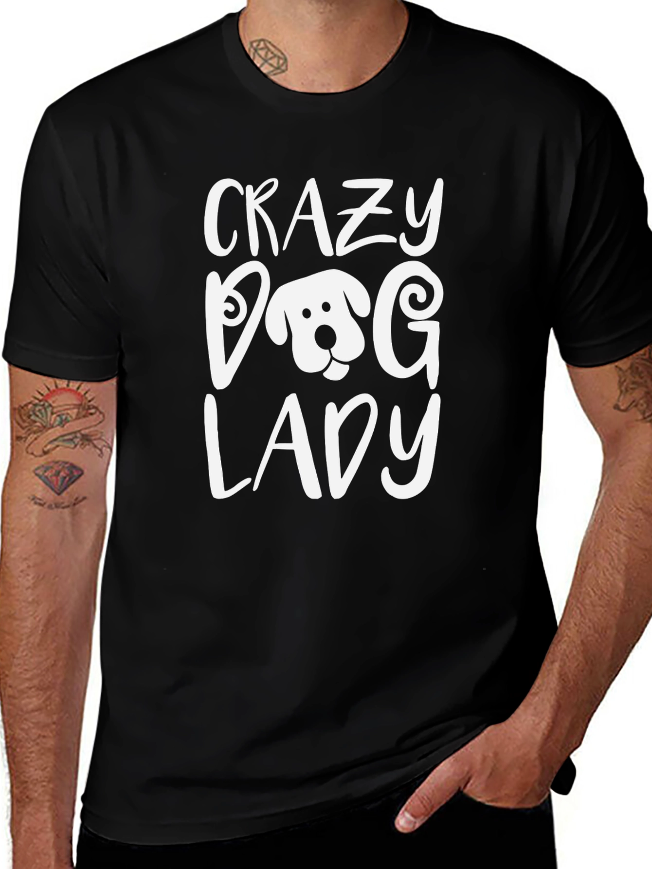 Crazy Dog Lady T-Shirt - Black