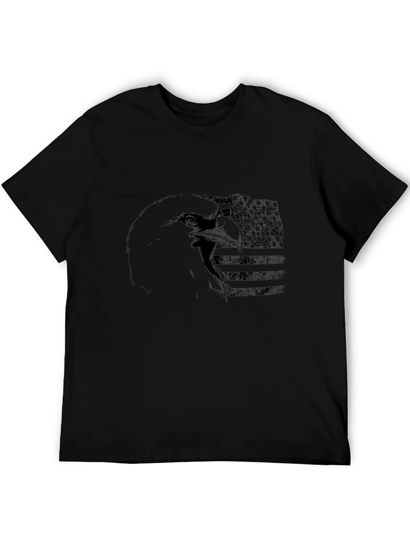 Mens Black Eagle USA Flag Graphic T-Shirt