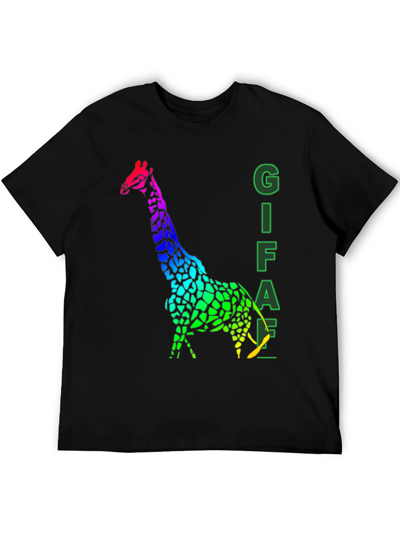 Rainbow Giraffe Graphic Tee - Mens Black T-Shirt