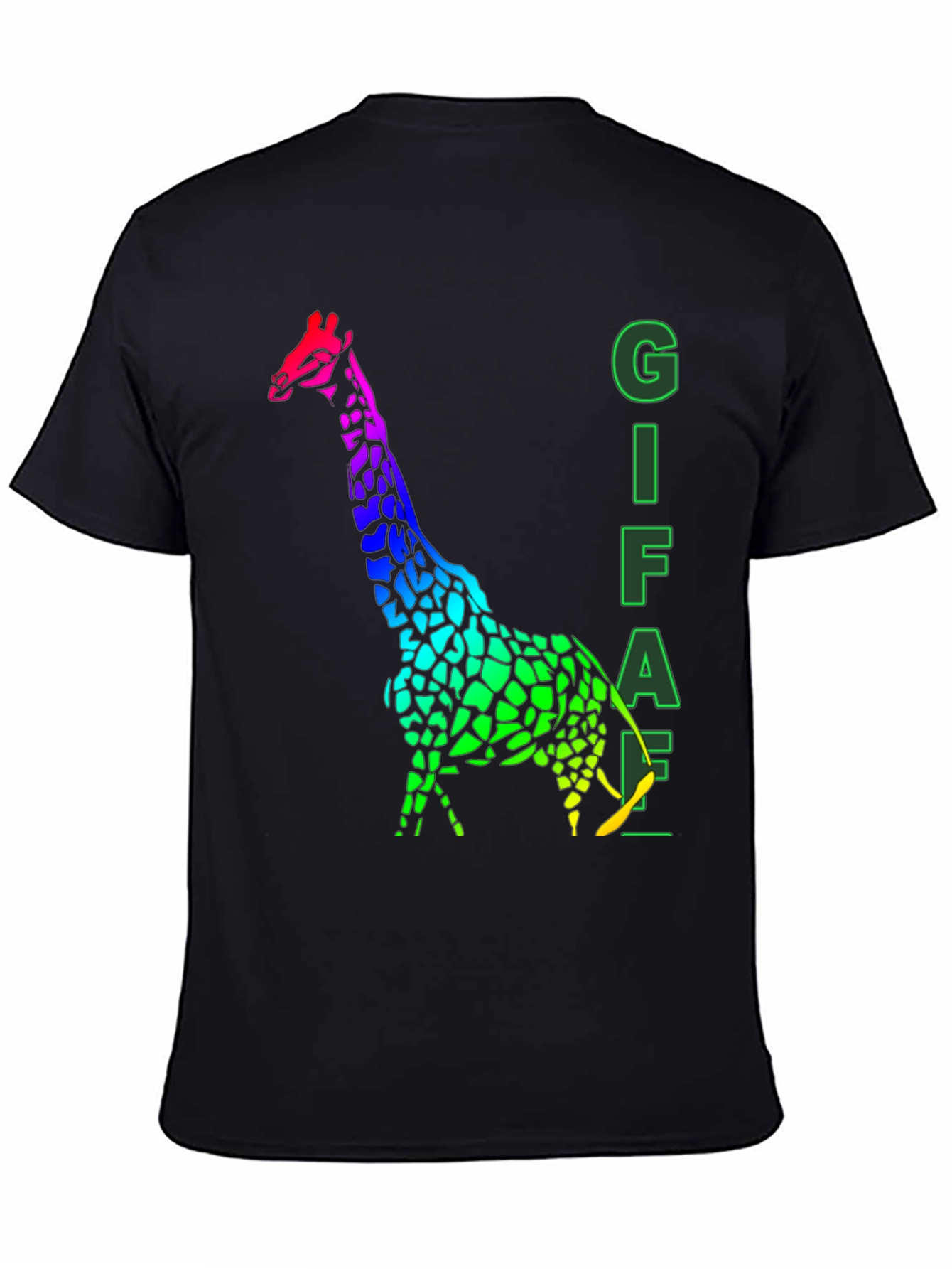 Rainbow Giraffe Graphic Tee - Mens Black T-Shirt