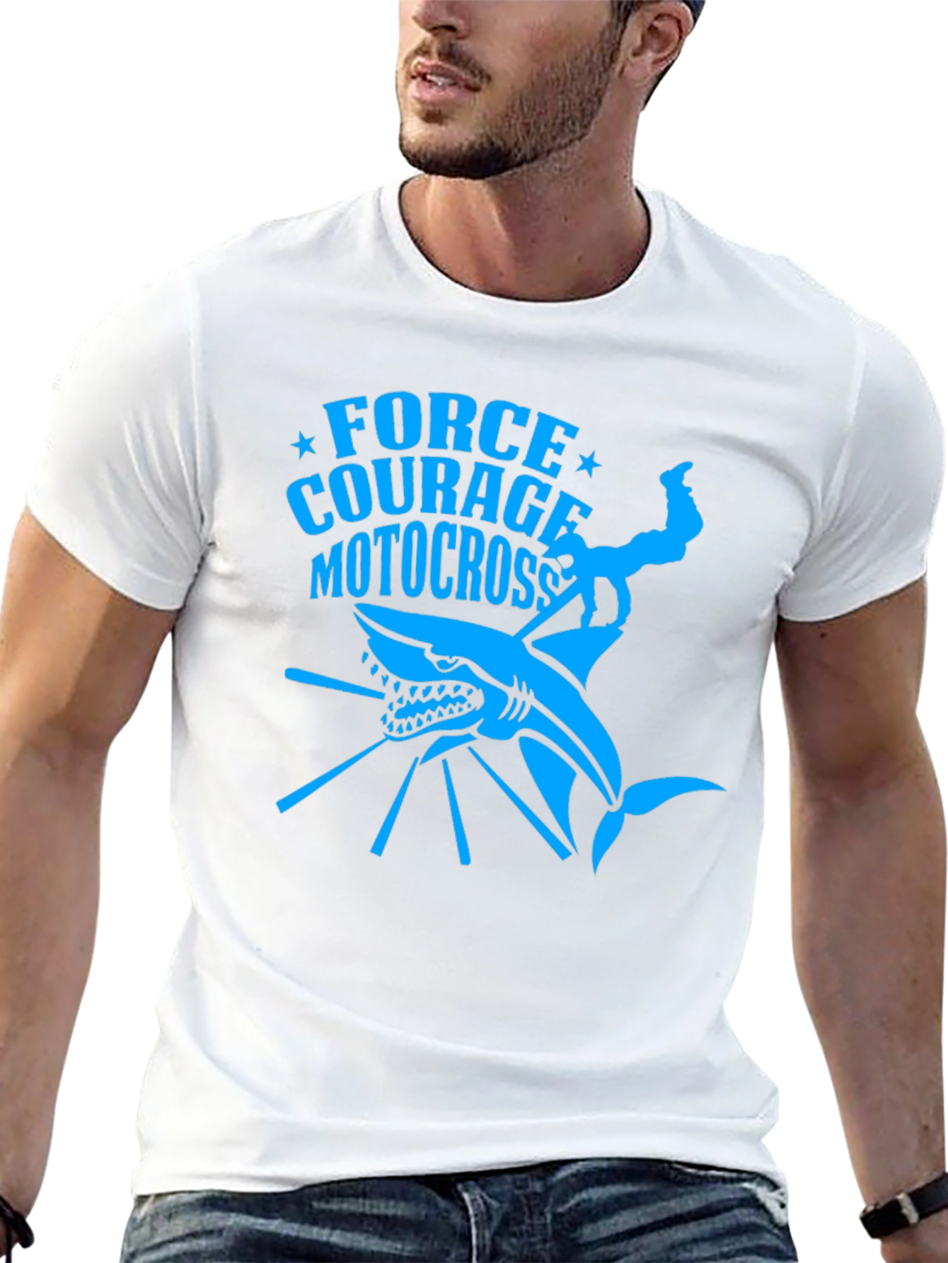 Force Courage Motocross Shark Graphic T-Shirt
