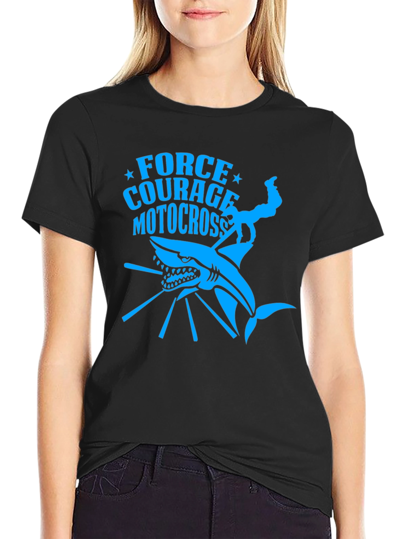 Force Courage Motocross Shark Graphic T-Shirt