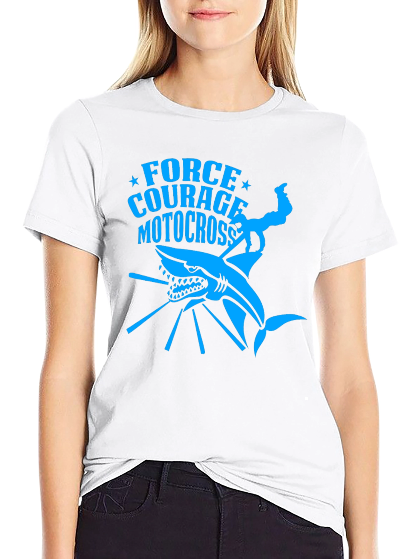 Force Courage Motocross Shark Graphic T-Shirt