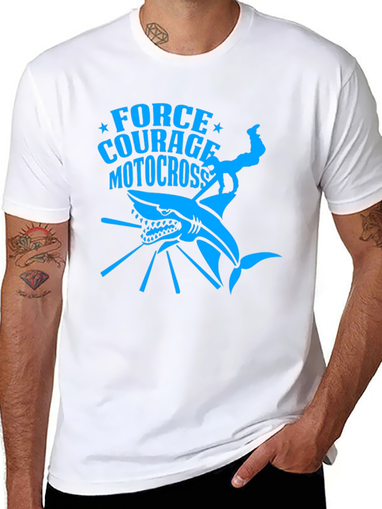 Force Courage Motocross Shark Graphic T-Shirt