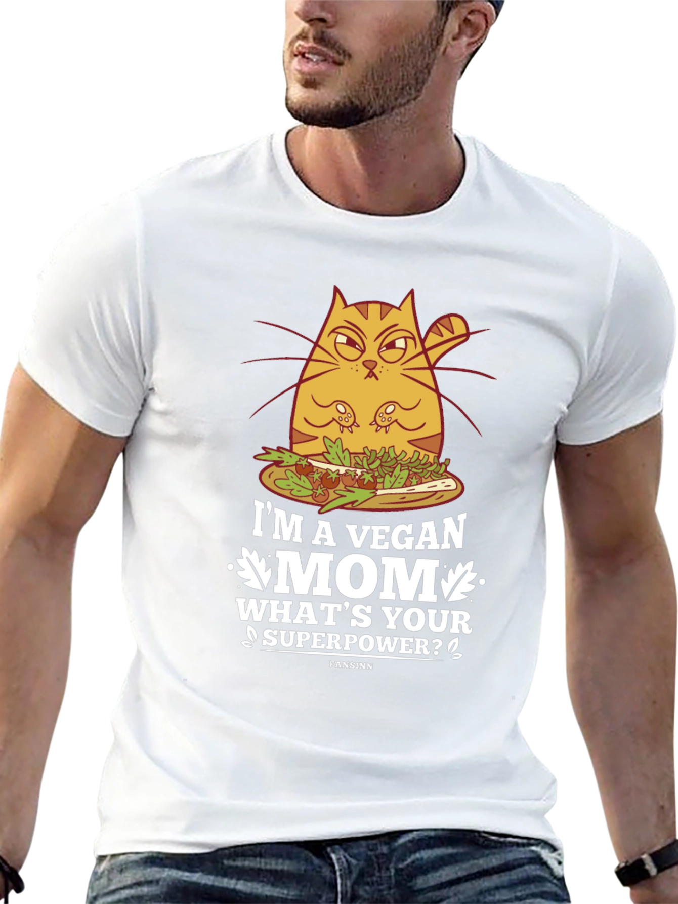 Vegan Mom T-Shirt - Funny Cat Design