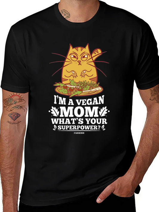 Vegan Mom T-Shirt - Funny Cat Design